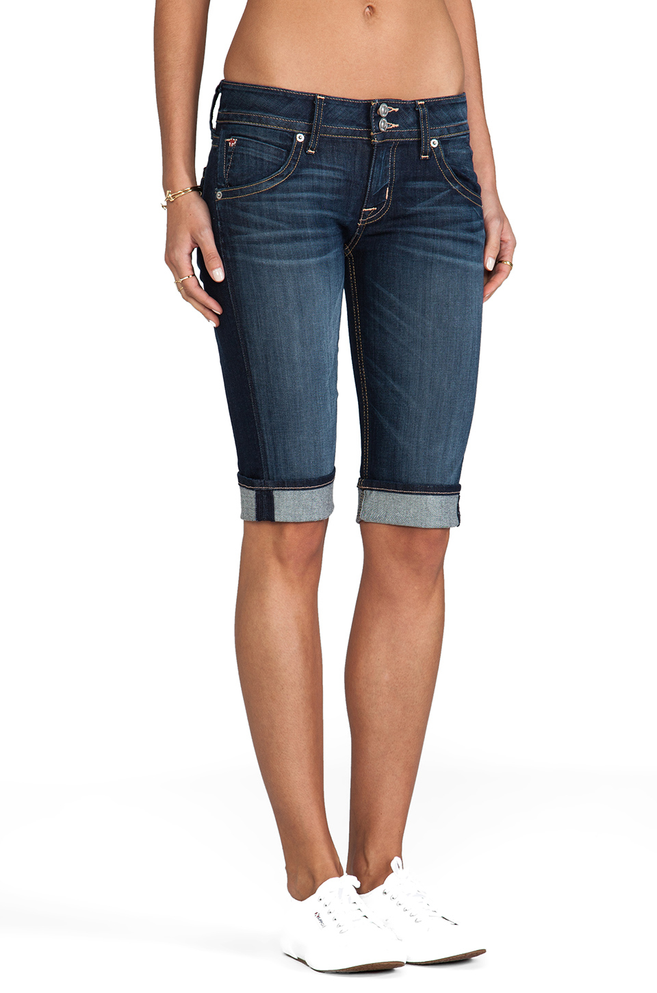 Lyst - Hudson Jeans Palerme Cuff Knee Short in Blue