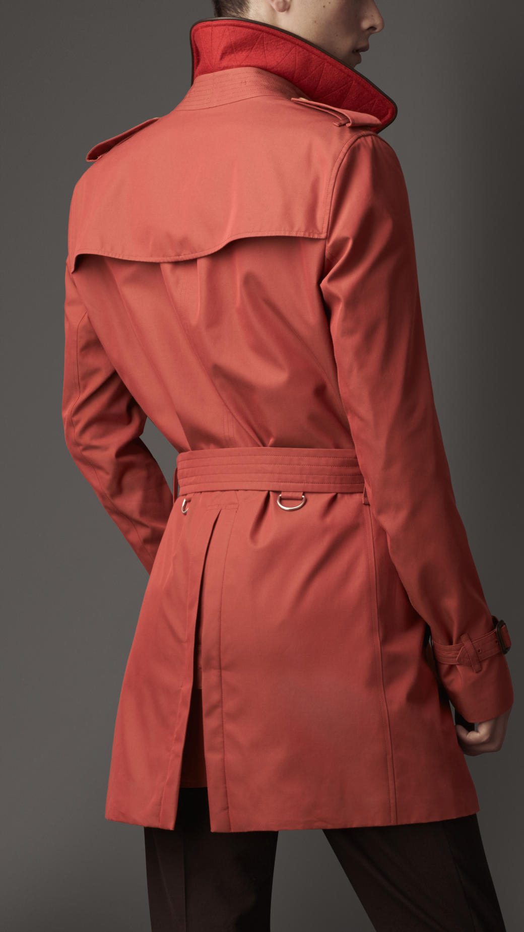 Lyst - Burberry Midlength Leather Trim Gabardine Trench Coat in Orange ...