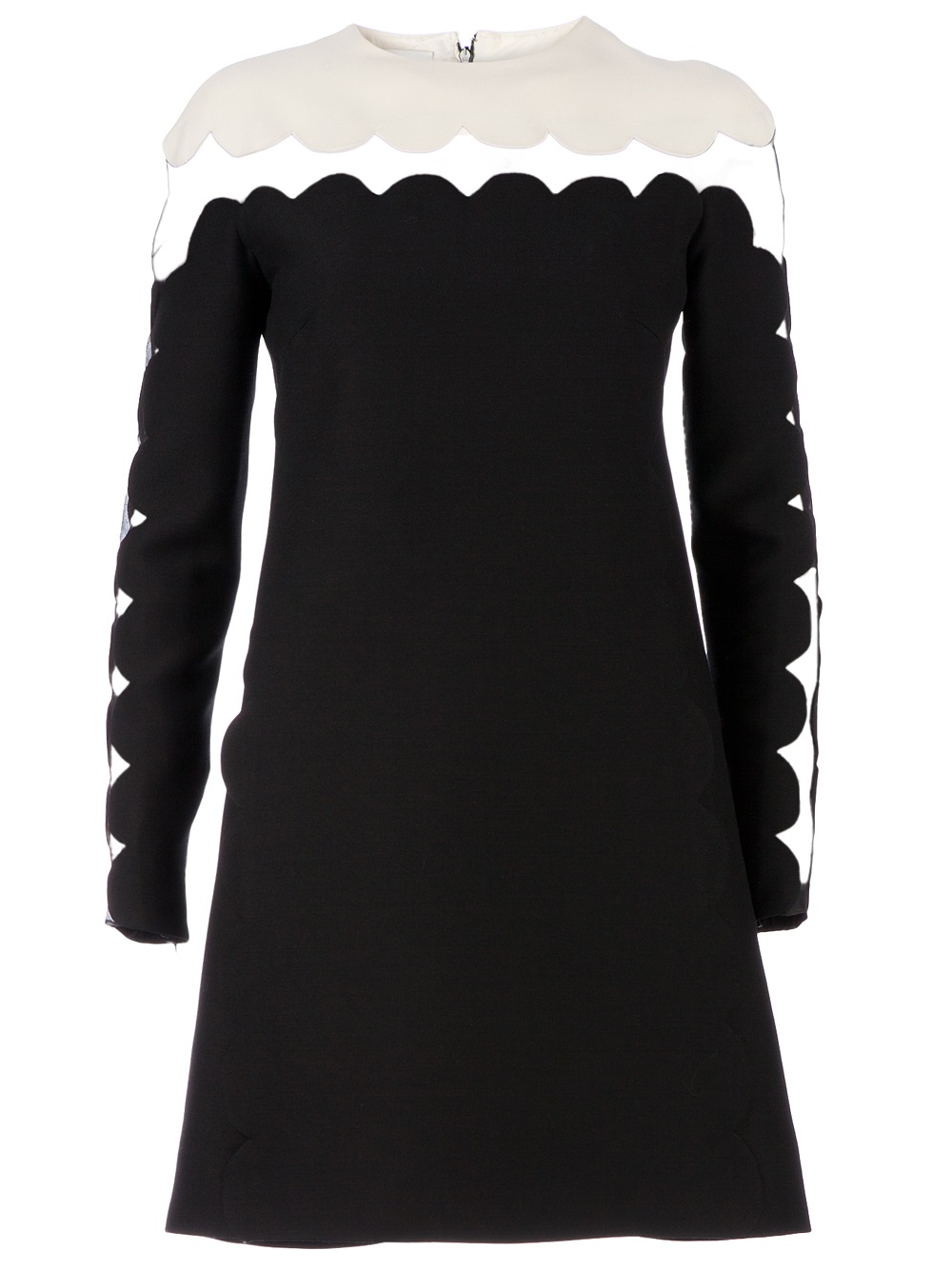 Lyst - Valentino Scalloped Sheer Panel Dress in Black