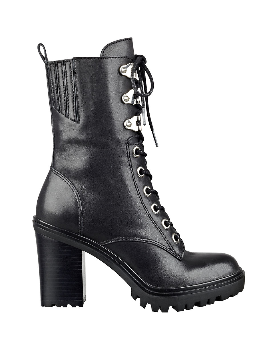 Lyst - Guess Gandy Leather Ankle Boots in Black