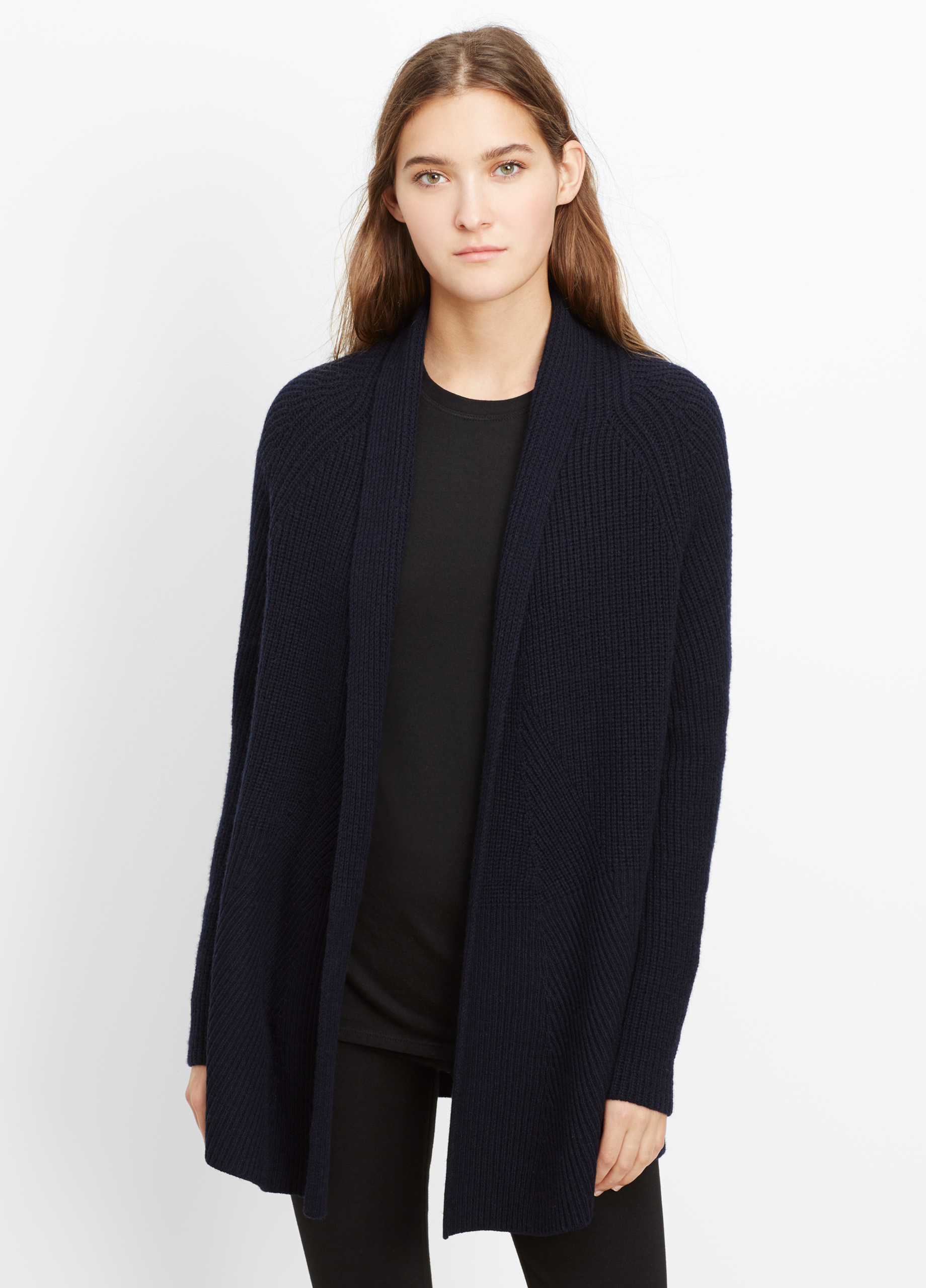 Lyst Vince  Wool Cashmere Directional Rib Open Front 