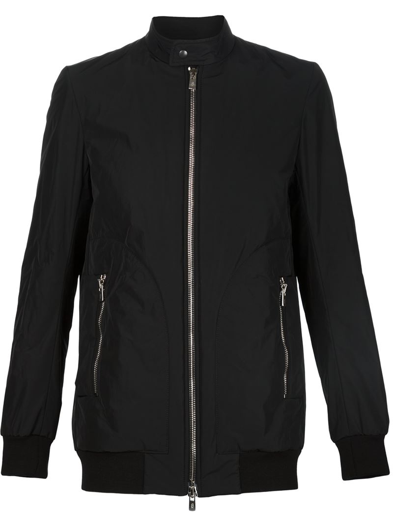 Thamanyah Band Collar Bomber Jacket in Black for Men - Save 60% | Lyst