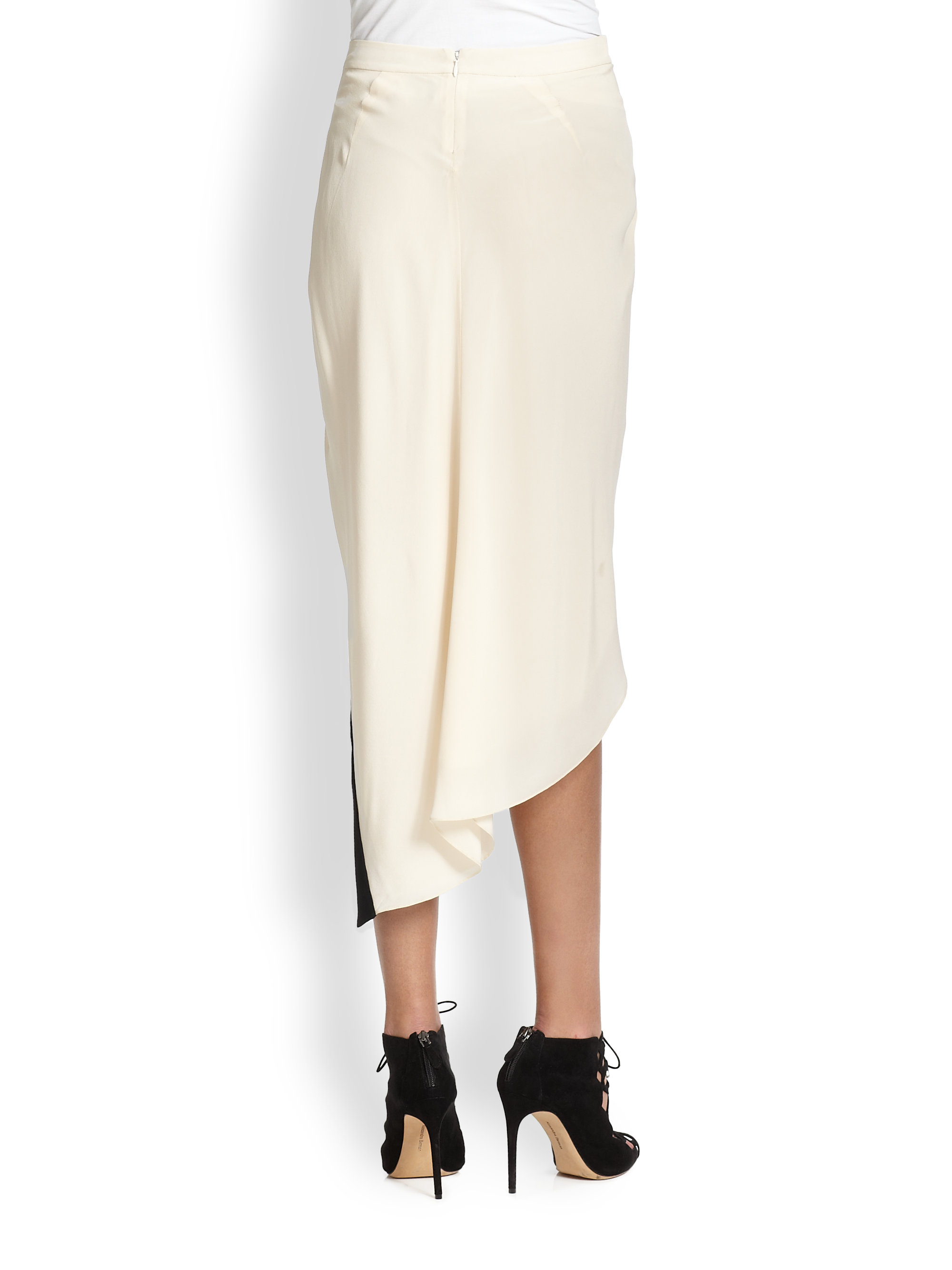 Lyst - Haute Hippie Silk Asymmetrical Wrap-Effect Skirt in White