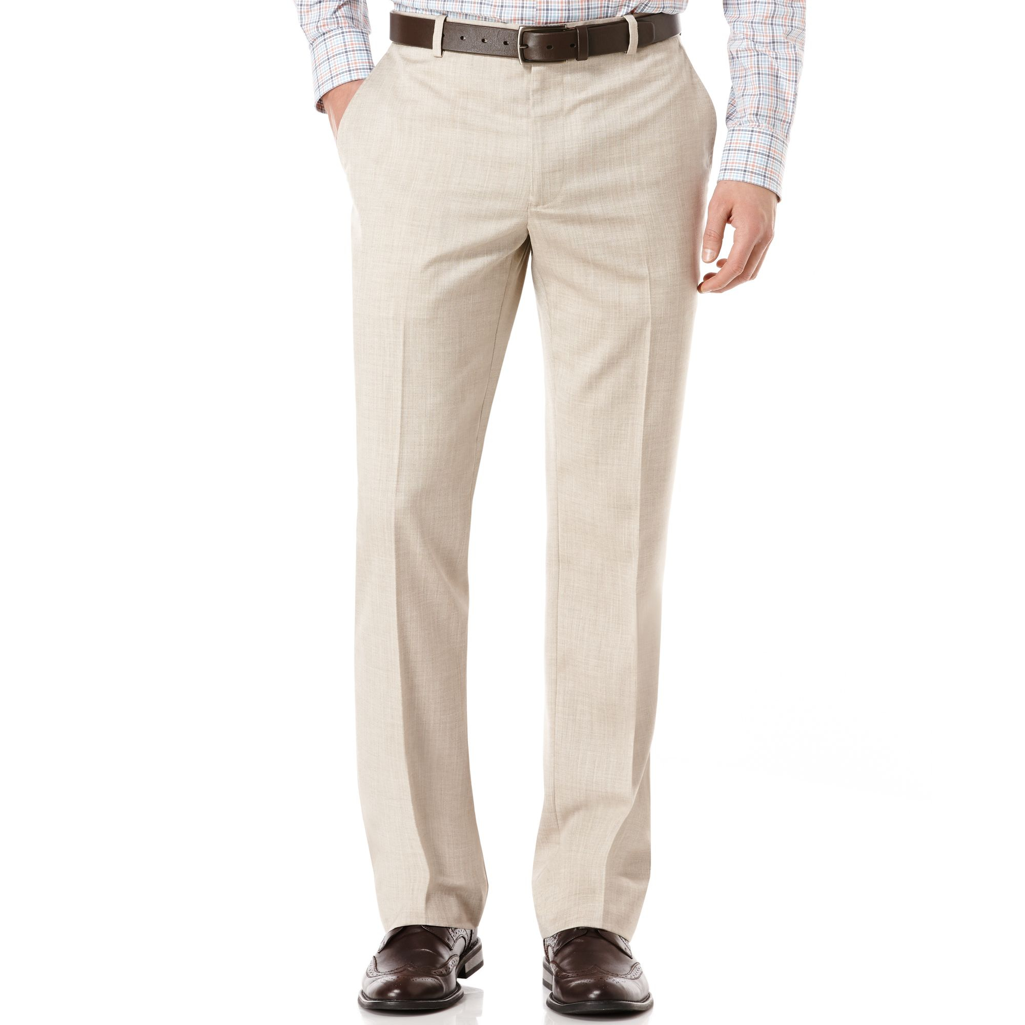 Perry ellis Big And Tall Textured Linenblend Pants in Natural for Men