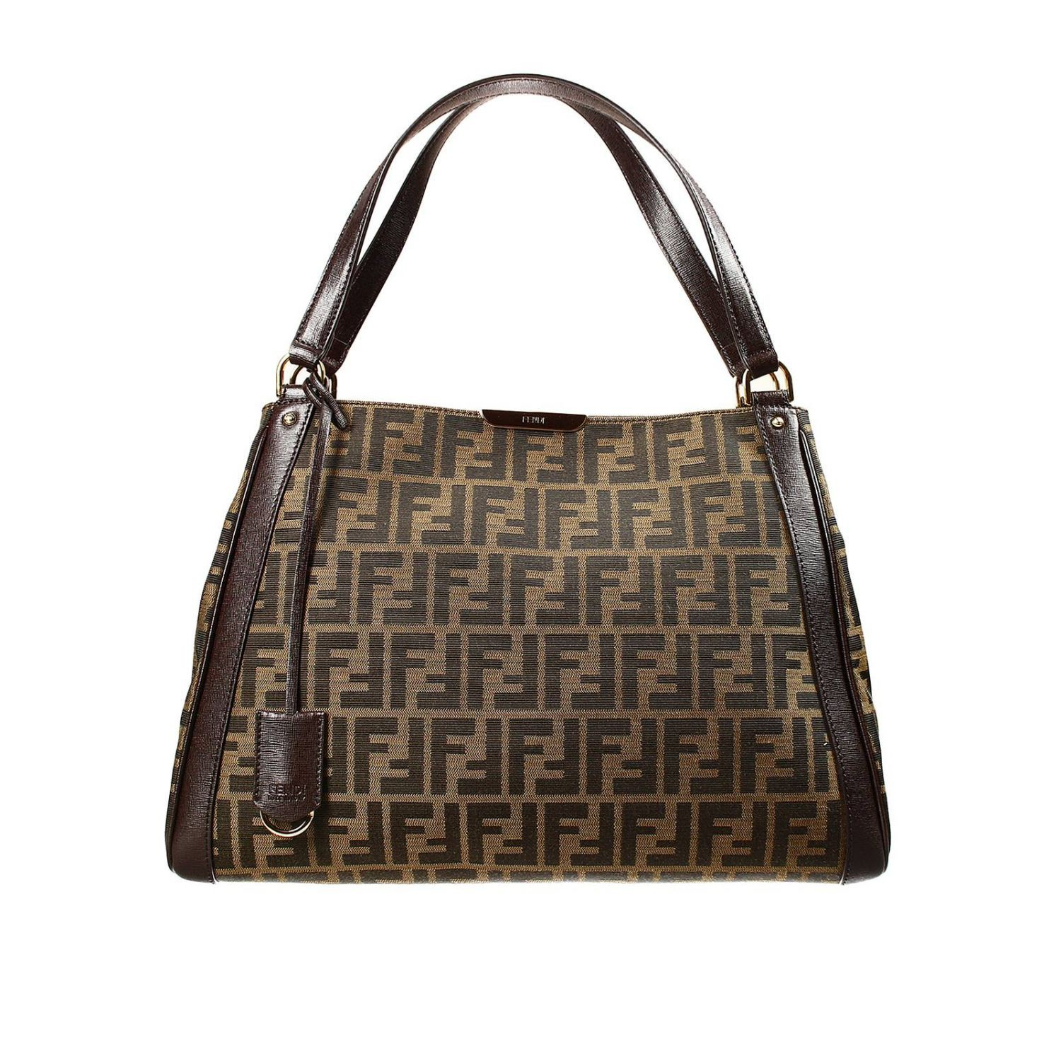 Fendi Handbag Zucca Shopping Bag With Contrast in Brown | Lyst
