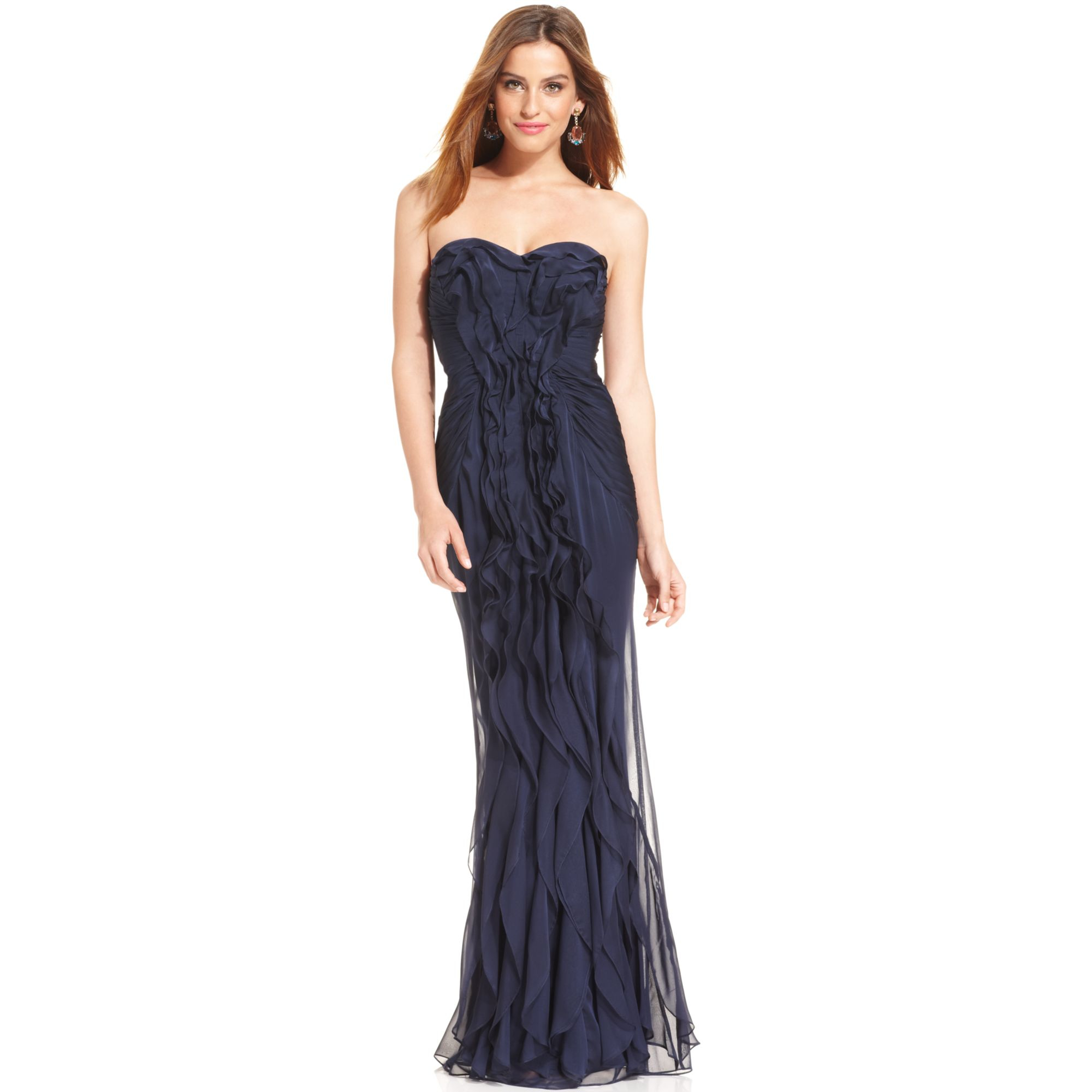 adrianna papell pleated metallic gown