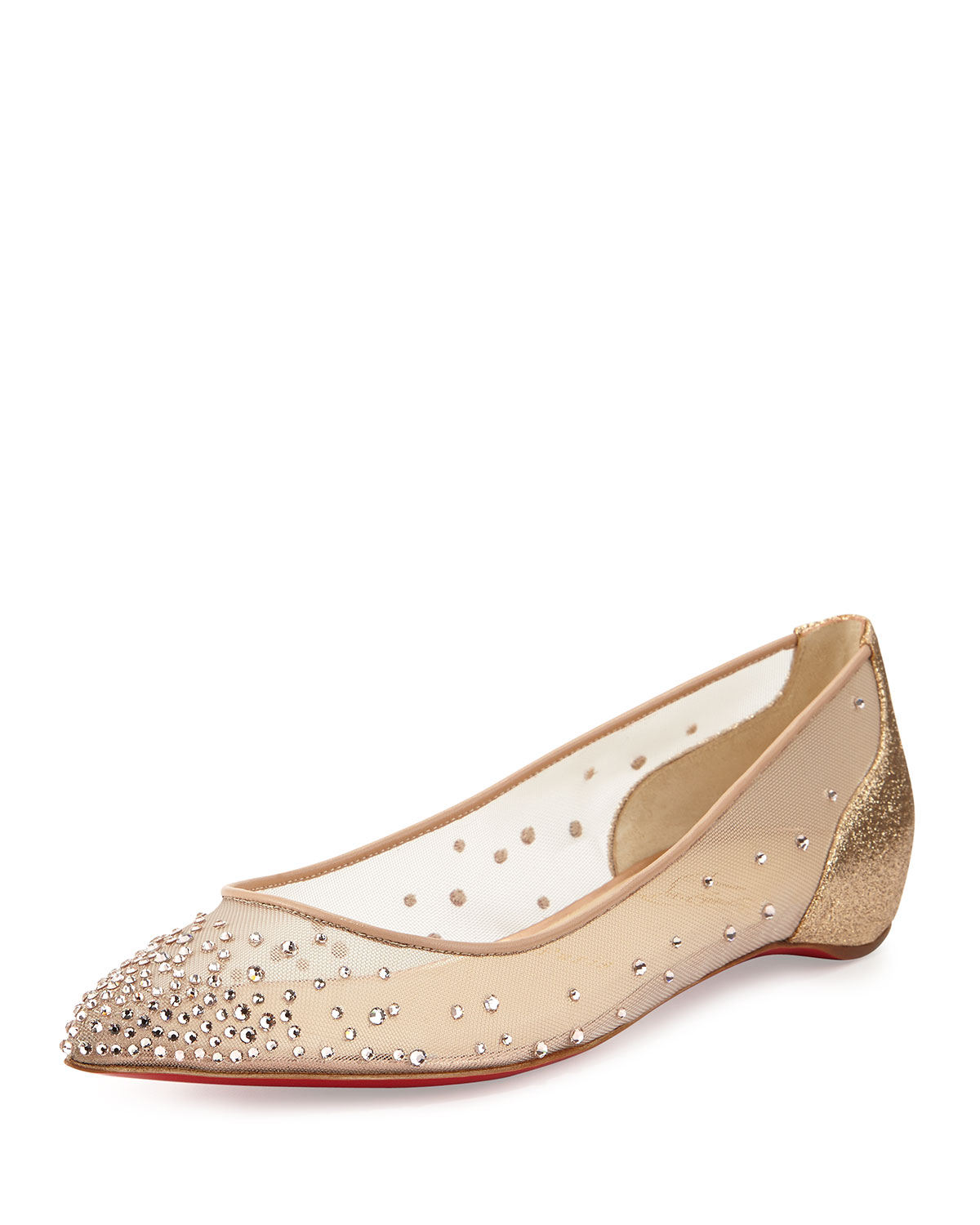 Christian louboutin Body Strass Pointedtoe Ballerina Flat Poudre ...