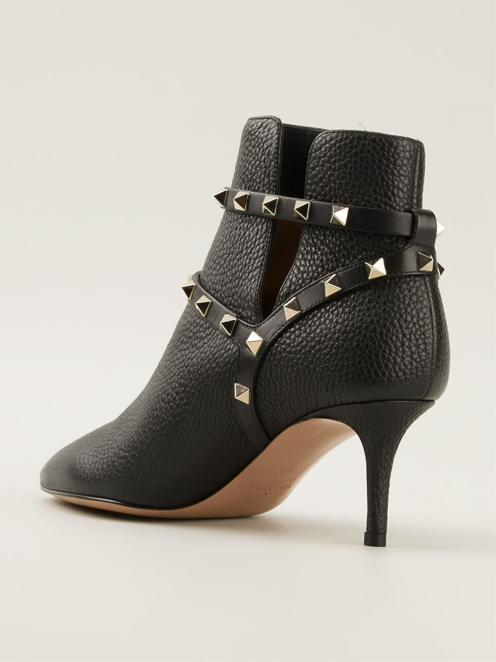 Valentino 'Rockstud Noir' Ankle Boots in Black | Lyst