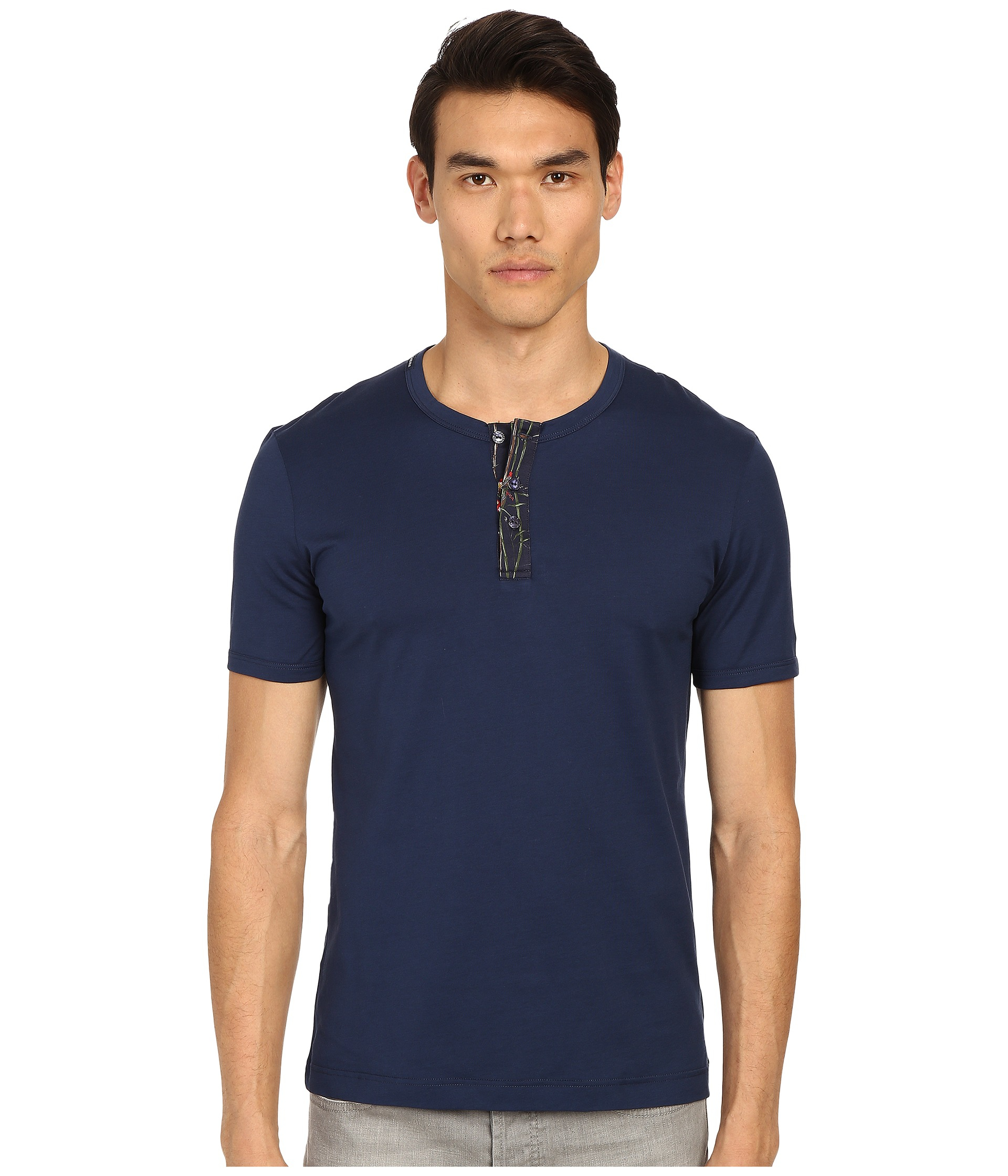 Lyst - Dolce & Gabbana Short Sleeve R-neck T-shirt W/ Buttons in Blue ...