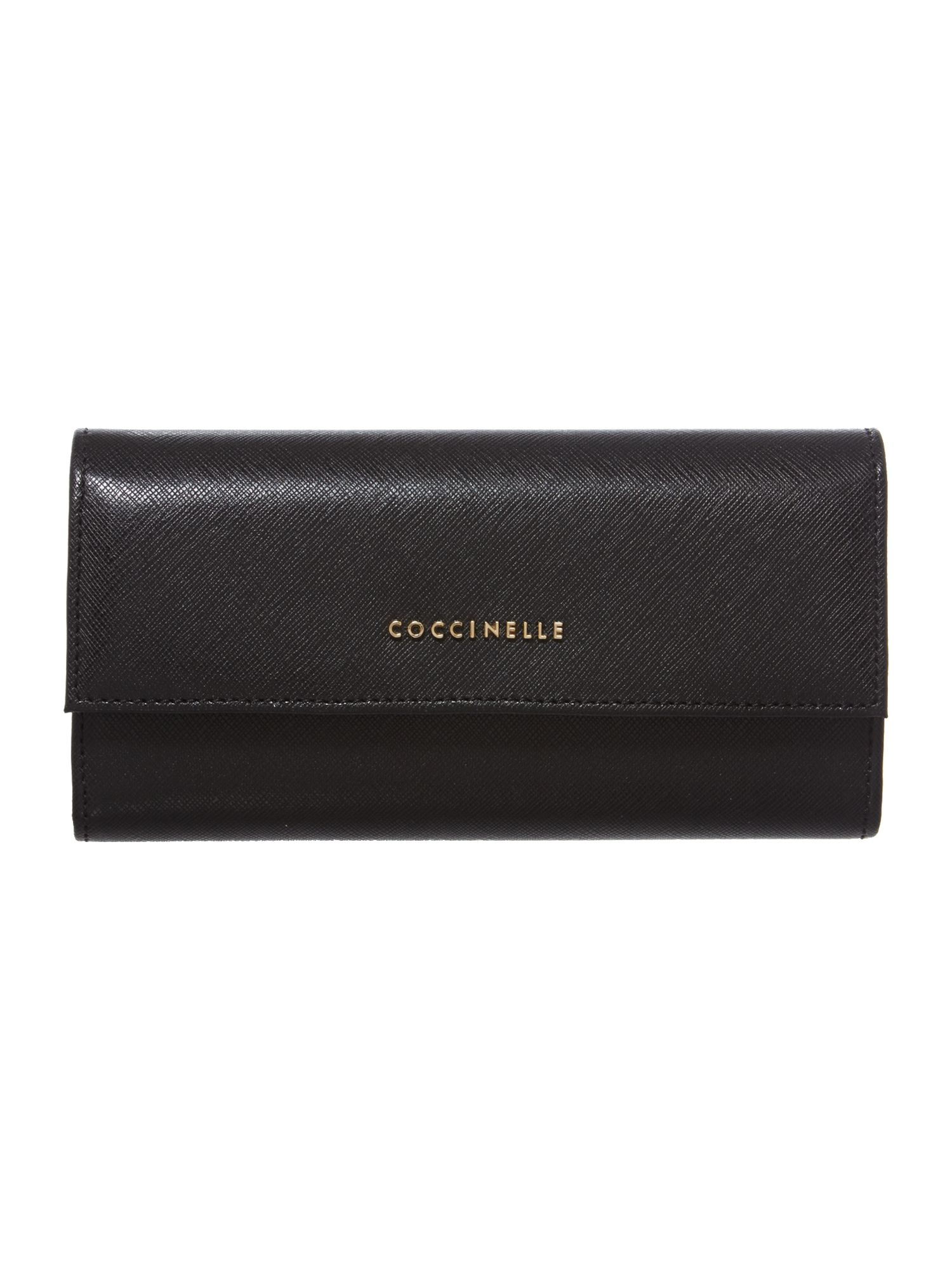 Coccinelle Saffiano Black Large Flap Over Purse in Black | Lyst