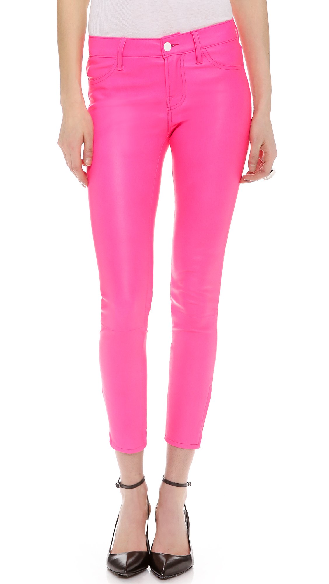 J brand Leather Pants in Pink | Lyst