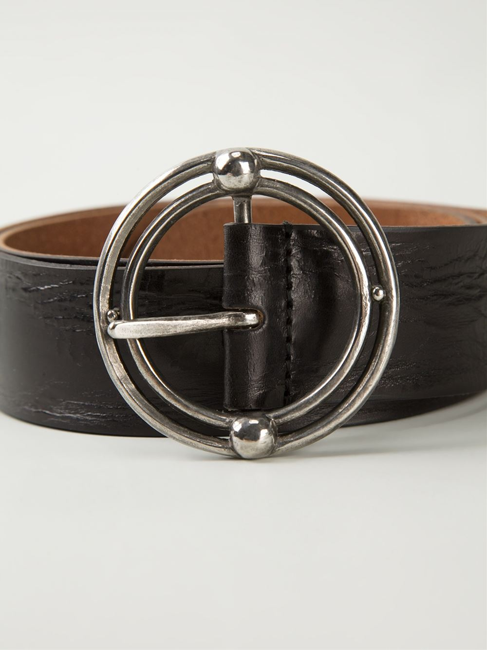 Lyst Saint Laurent Circle Buckle Belt in Black for Men