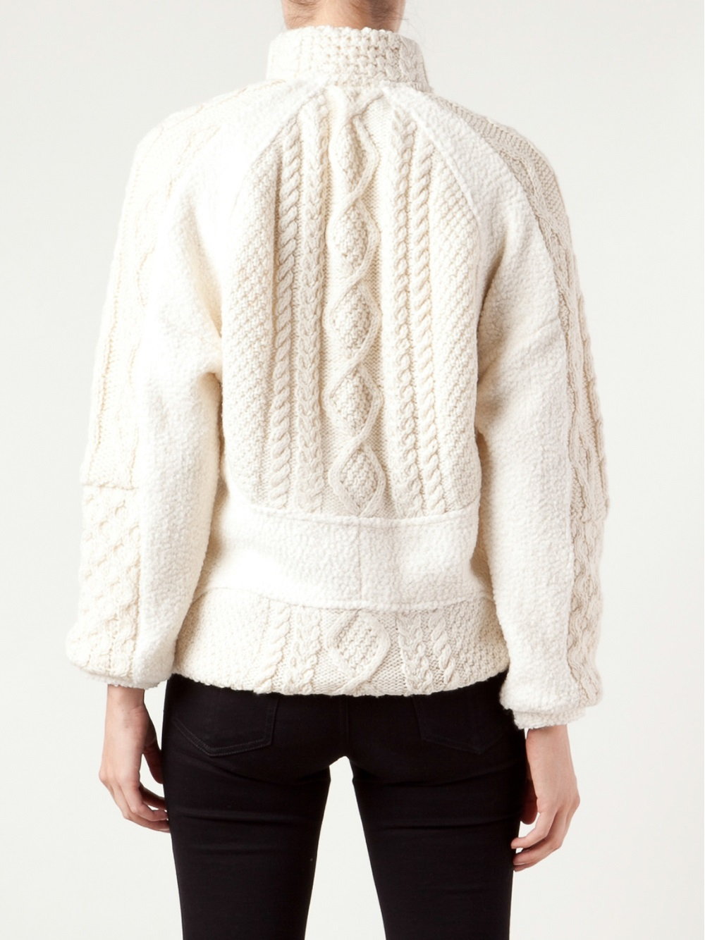 Goodone Cable Knit Design Cardigan in White | Lyst