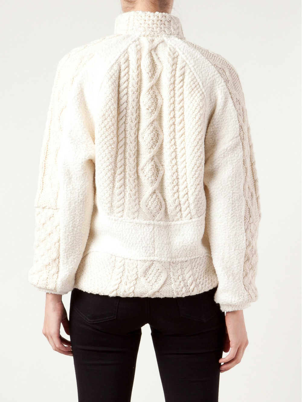 Goodone Cable Knit Design Cardigan in White Lyst