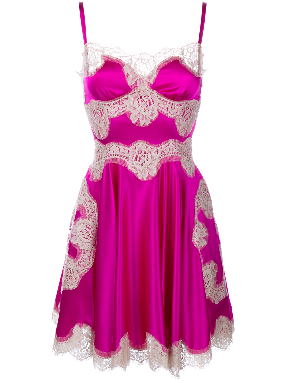 Lyst - Dolce & gabbana Silk And Lace Slip Dress in Purple