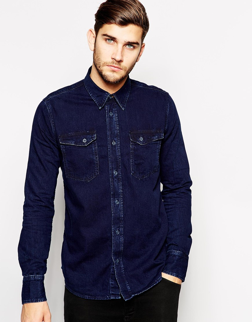 Nudie jeans Nudie Denim Shirt Gunnar Deep Dark Rain Wash in Blue for ...