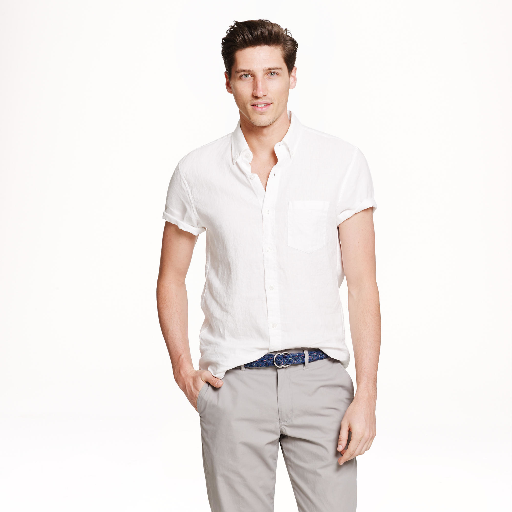 Lyst - J.Crew Short-sleeve Irish Linen Shirt in White for Men