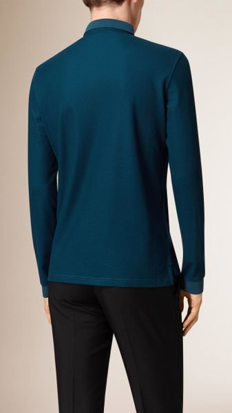 teal long sleeve polo