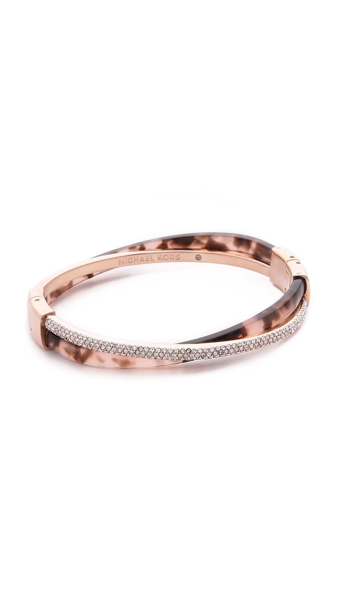 Lyst Michael Kors Pave Crisscross Hinged Bracelet In Metallic Gallery