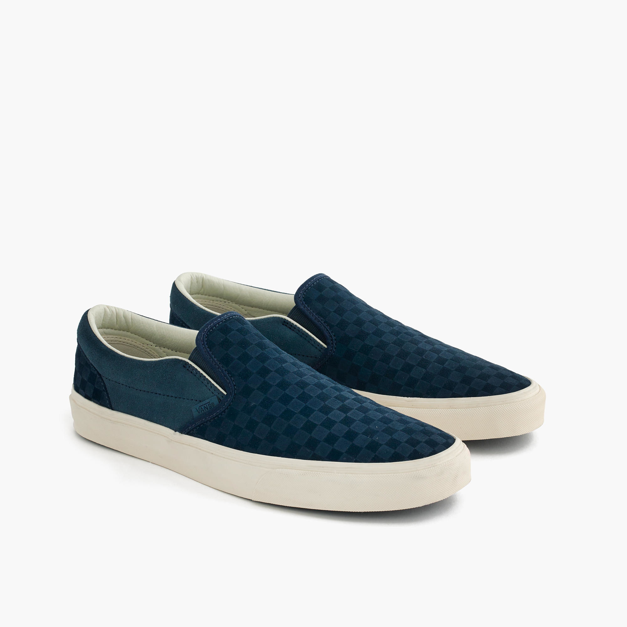 vans slip ons blue checkerboard
