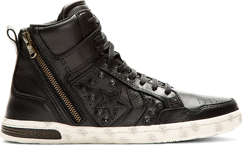 mens black leather high top converse