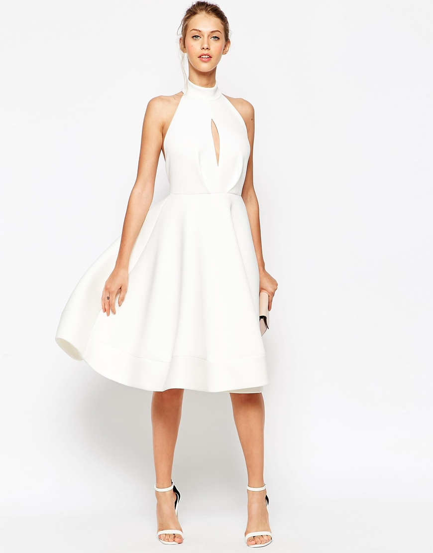 white midi halter dress