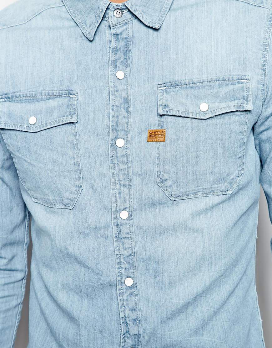 Lyst GStar Raw G Star Denim Shirt Landoh 2 Pocket Light Aged in Blue