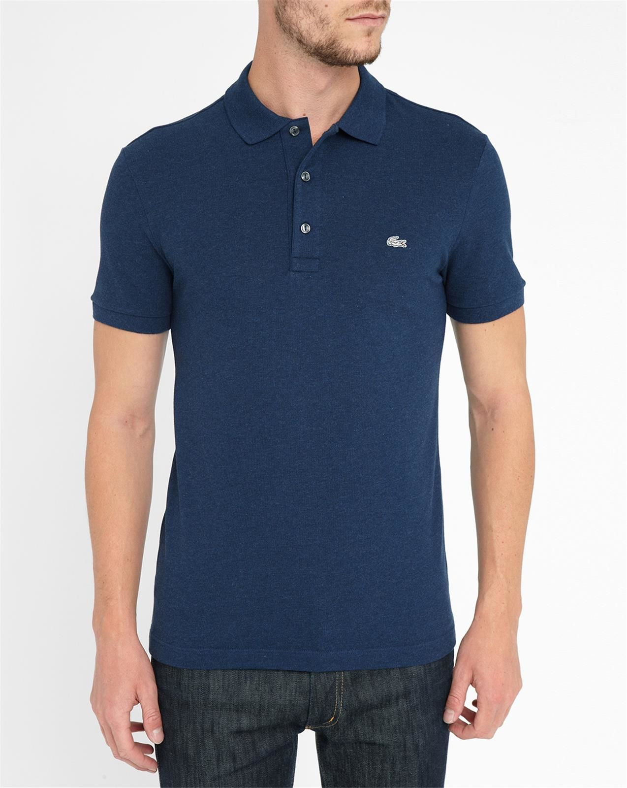 Lacoste Marled Blue Logo Shortsleeve Slimfit Polo Shirt in Blue for 
