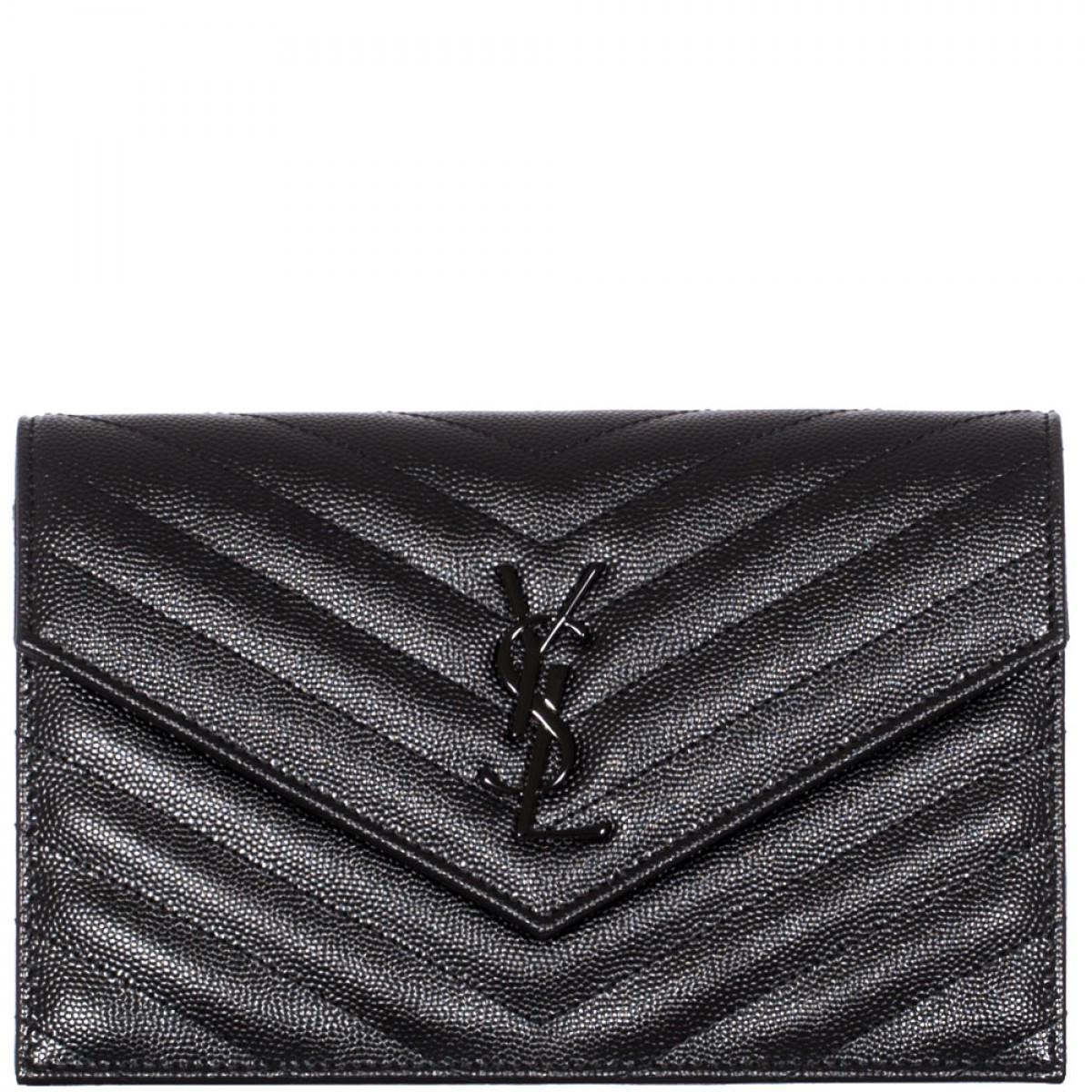 monogram saint laurent chain wallet in silver matelasse metallic ...