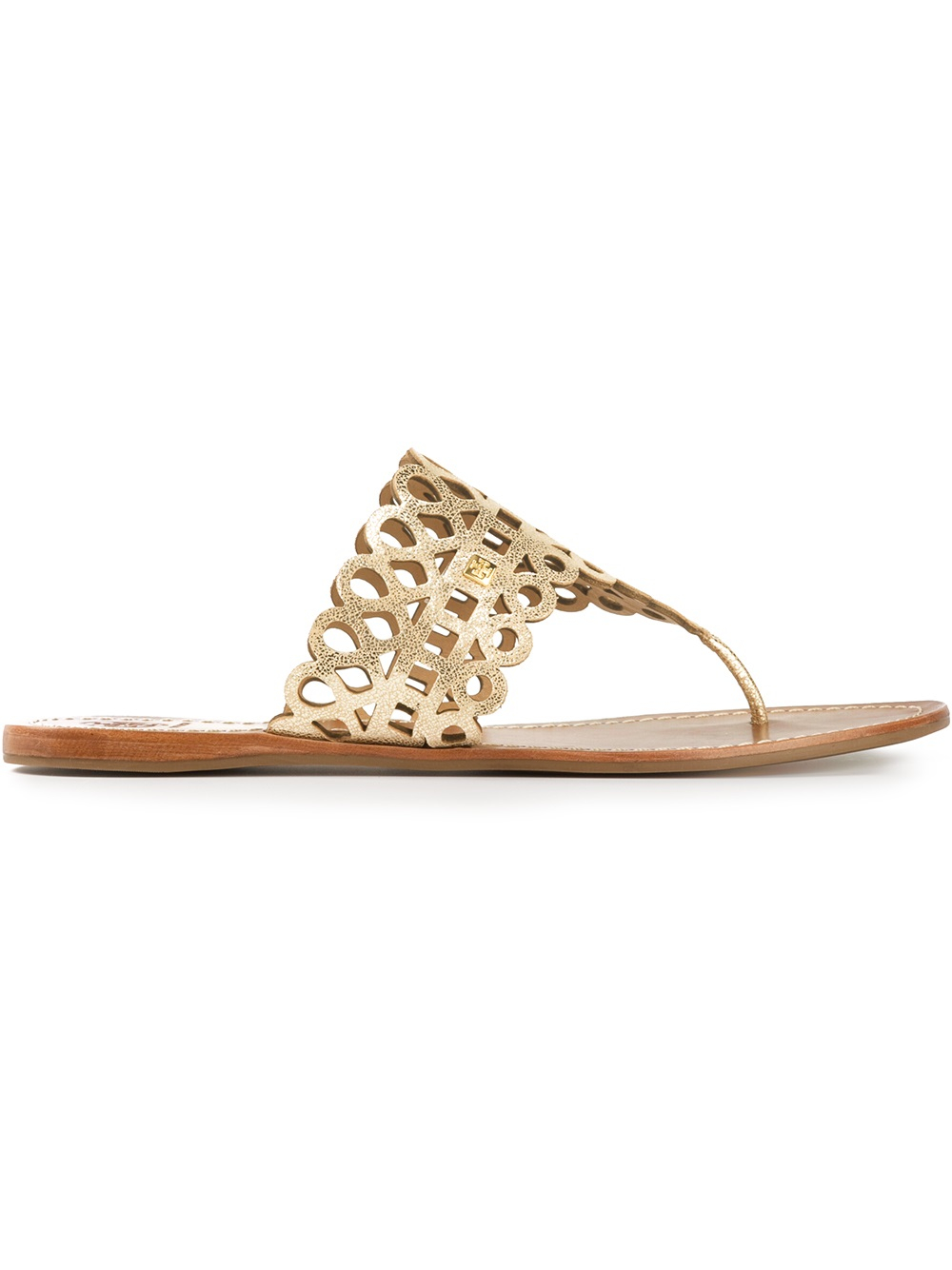 brown tory burch flip flops