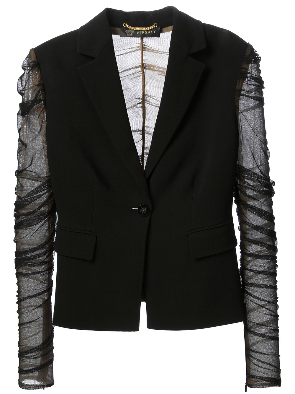 Versace Classic Blazer with Sheer Details in Black | Lyst