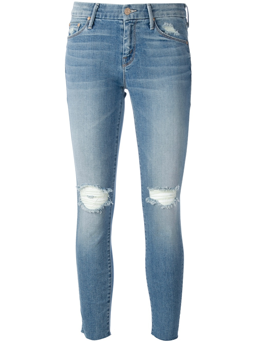 Lyst - Mother Looker Cropped Skinny Jeans in Blue