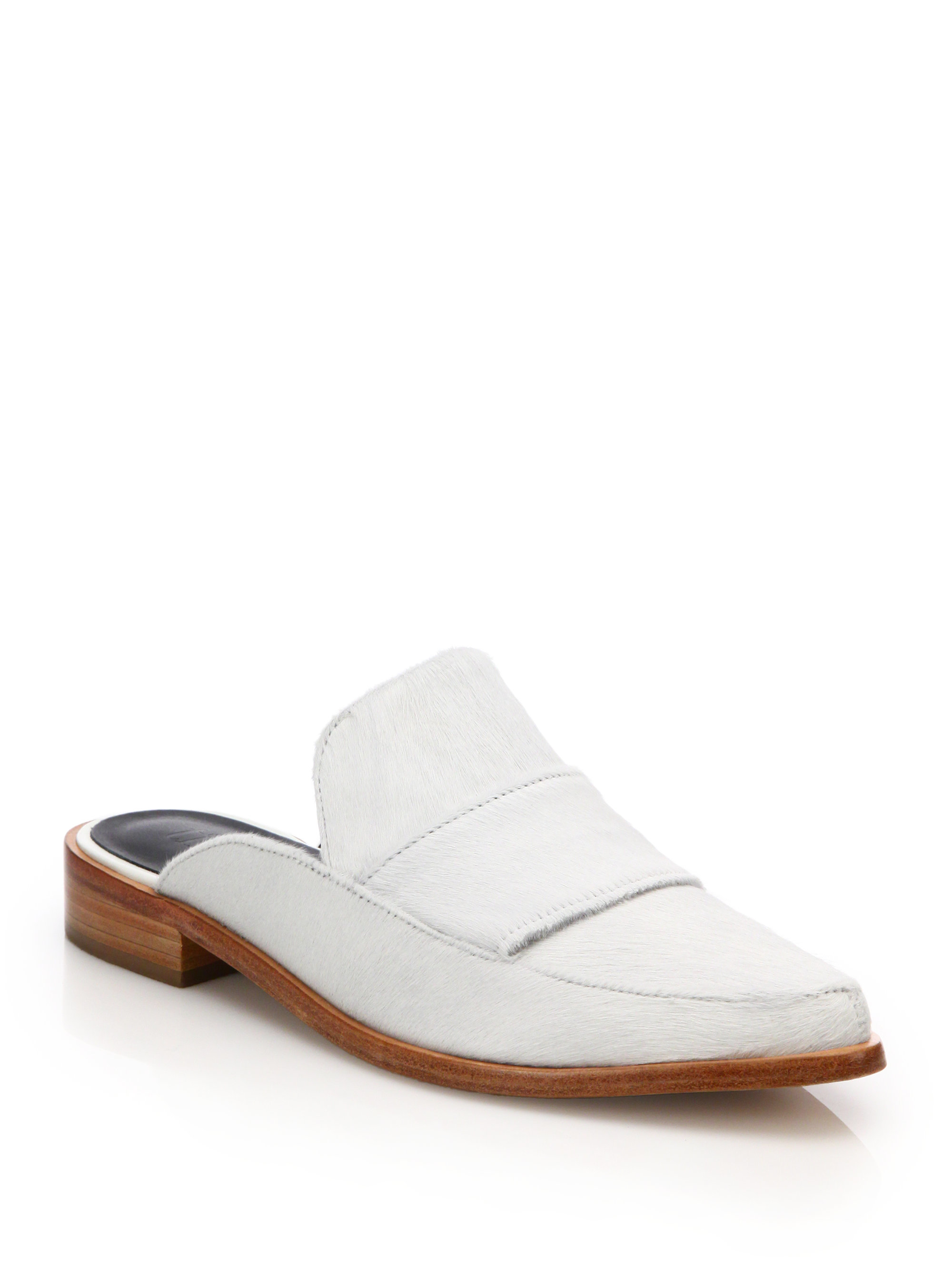 Lyst - Tibi Denni Calf Hair Mule Loafers in White