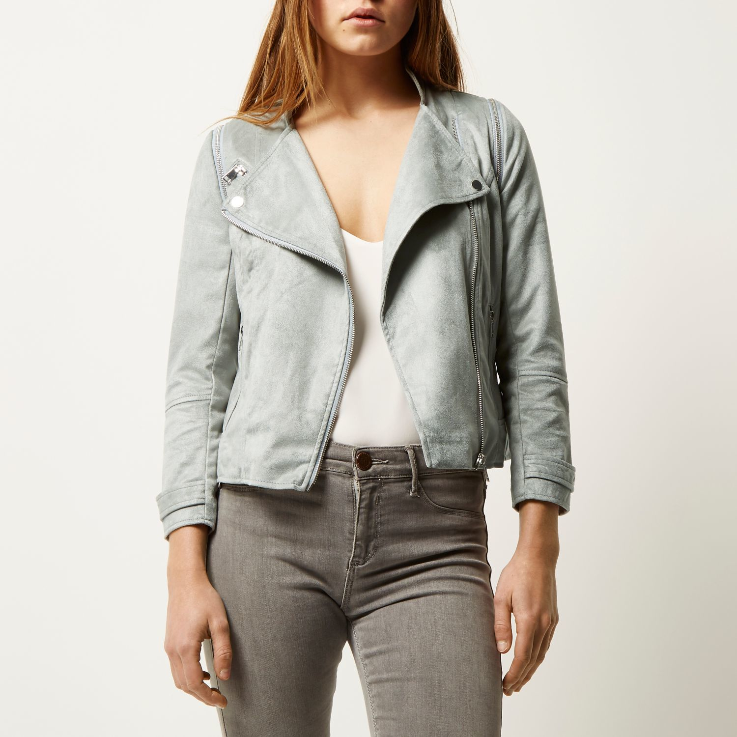 River Island Baby Blue Biker Jacket Bcca River Island Baby Blue Biker Jacket