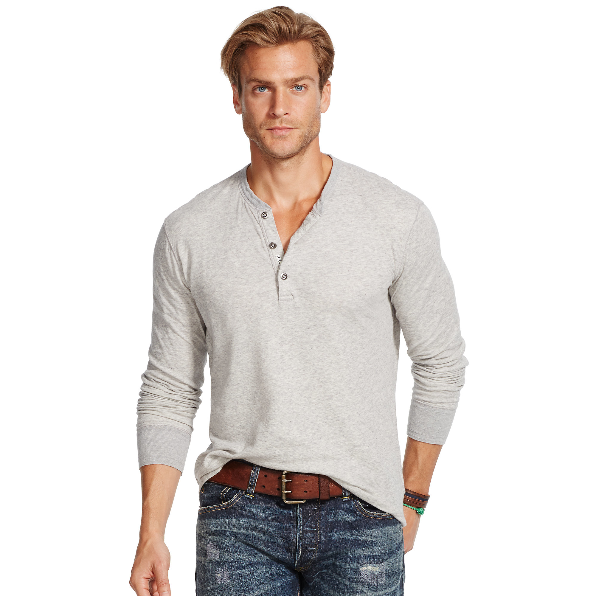 Lyst Polo Ralph  Lauren  Cotton Jersey Henley in Gray for Men 