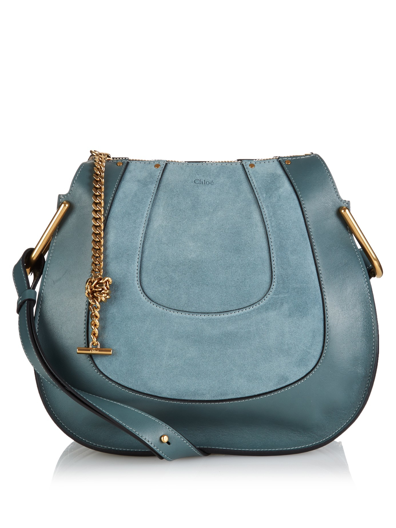 Chlo Hayley Small Suede And Leather Shoulder Bag in Blue | Lyst