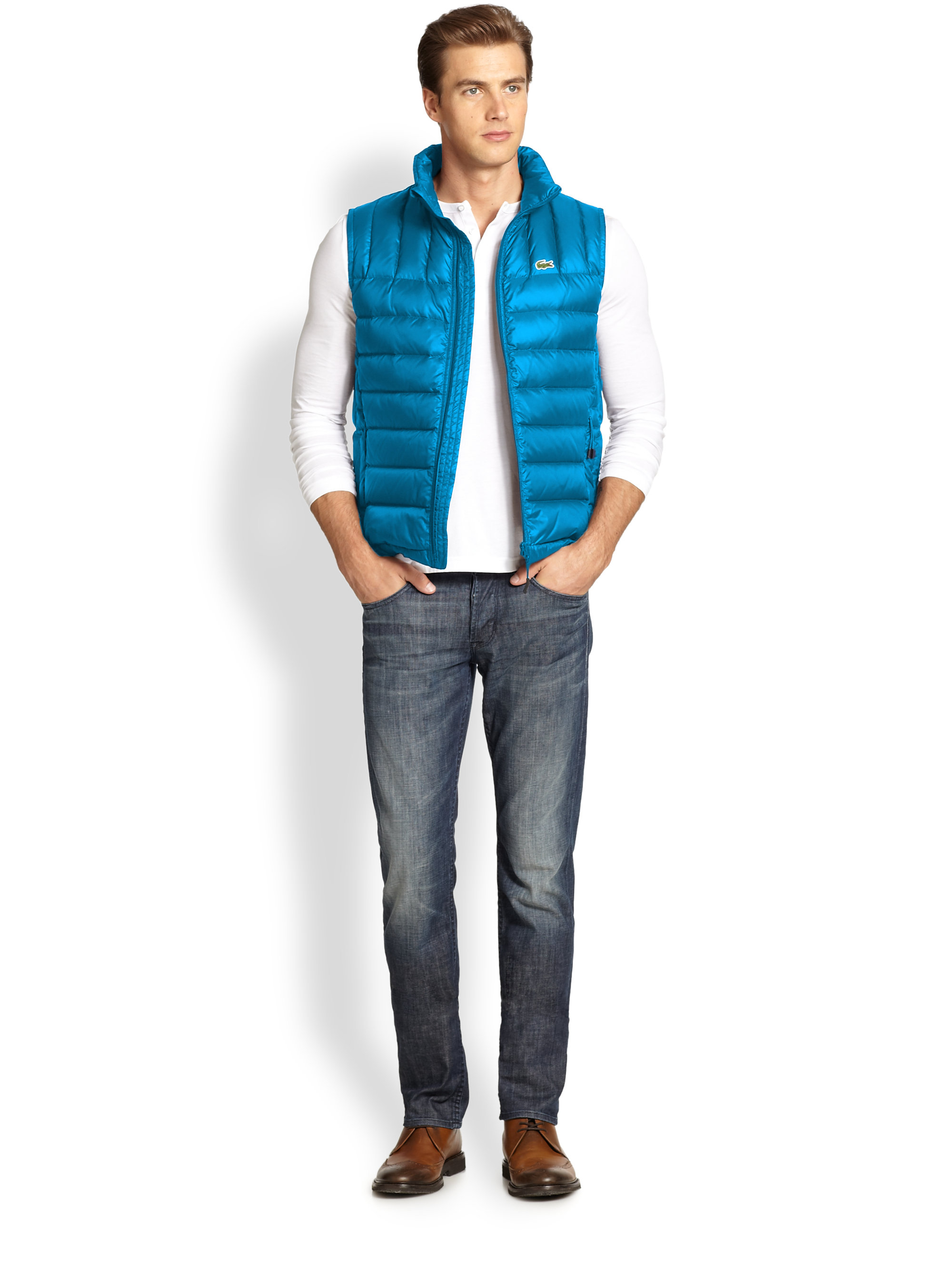 Lyst Lacoste Packable Down Vest In Blue For Men