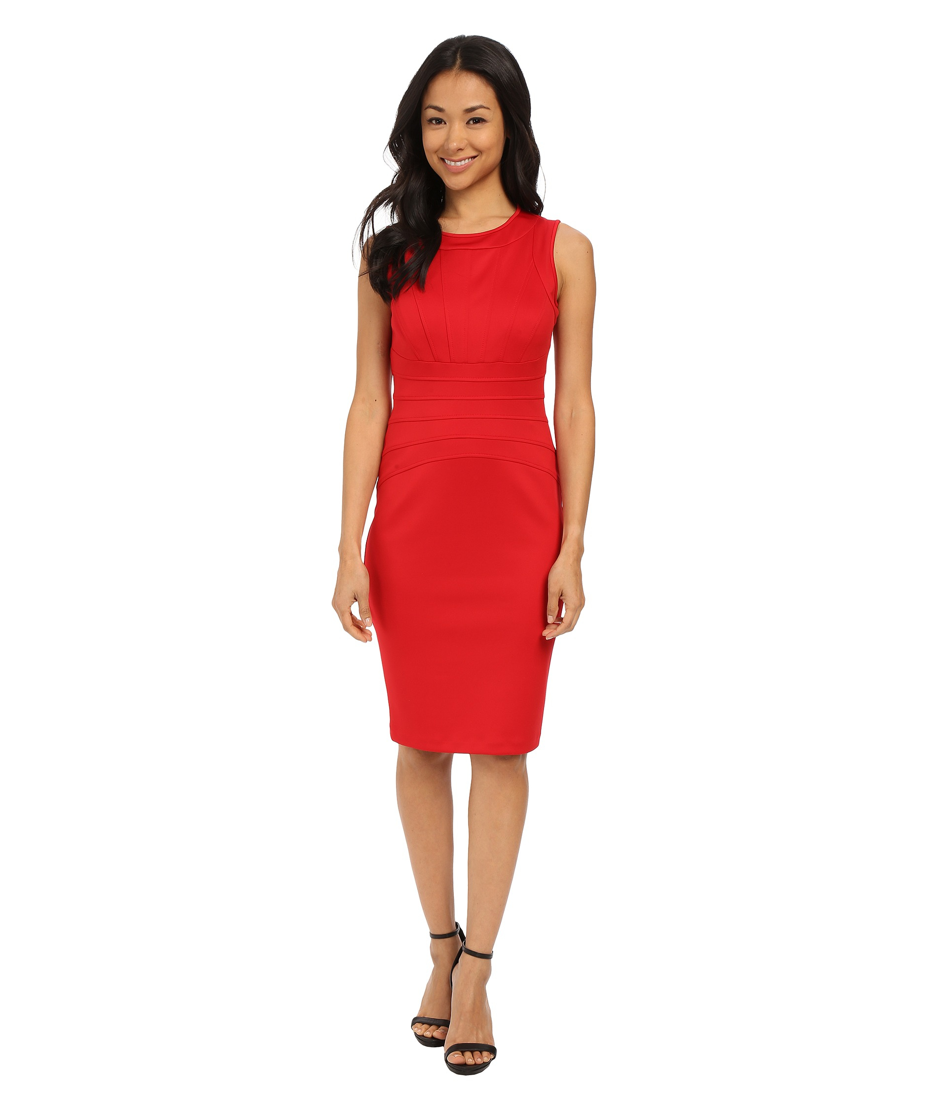 calvin klein red sleeveless dress