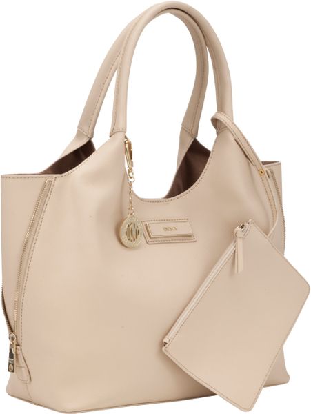 Dkny Saffiano Leather Tote Handbag in Beige (Sand) | Lyst