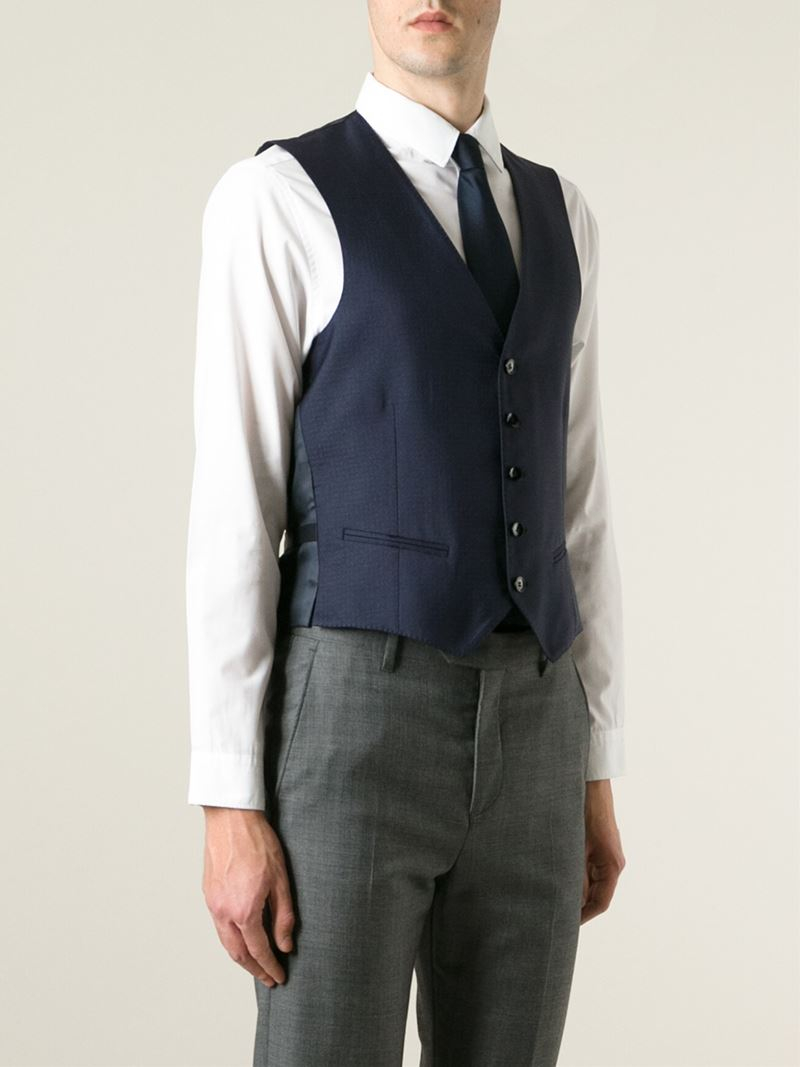 Tonello Checked Waistcoat in Blue for Men - Lyst