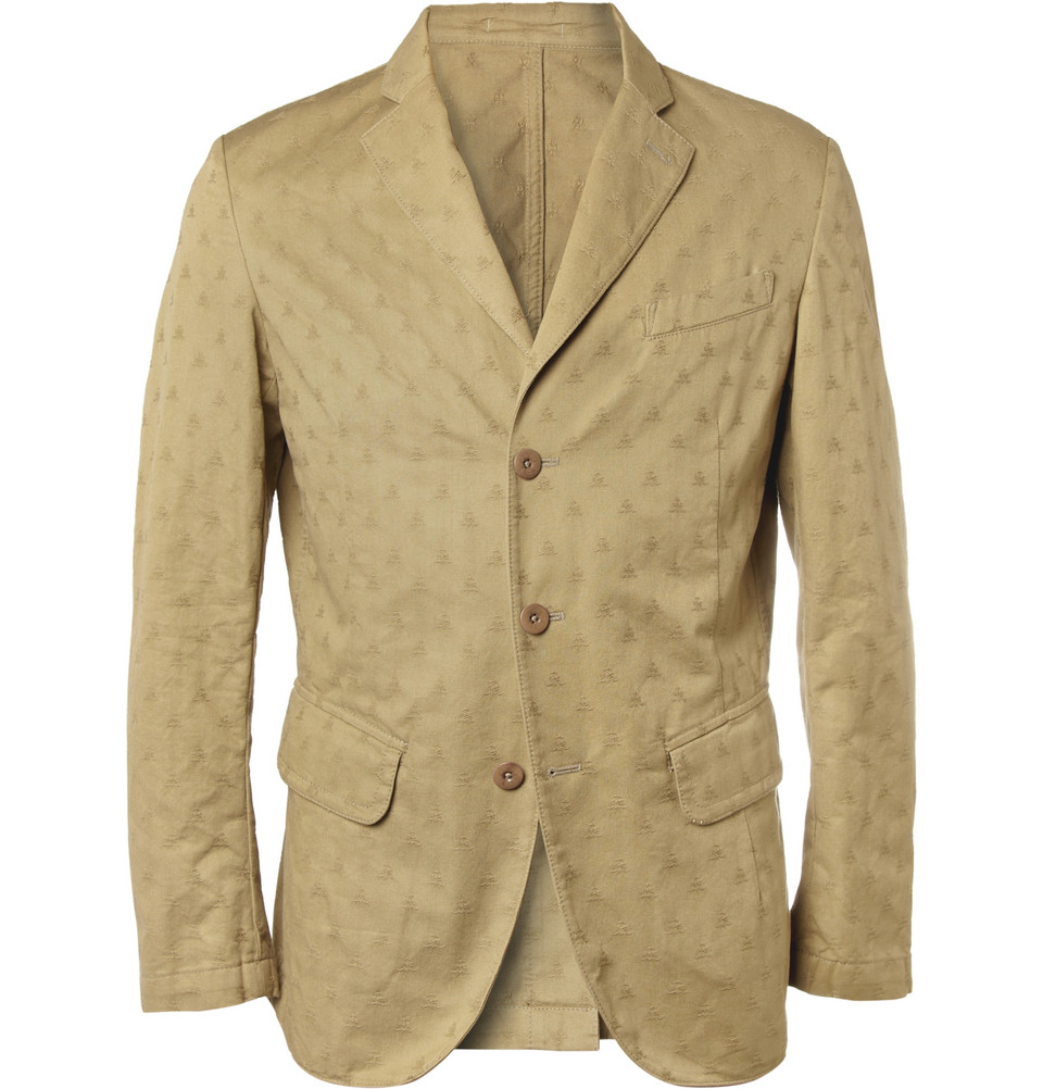 Lyst Incotex Montedoro Unstructured Patterned Cotton Blazer in Brown