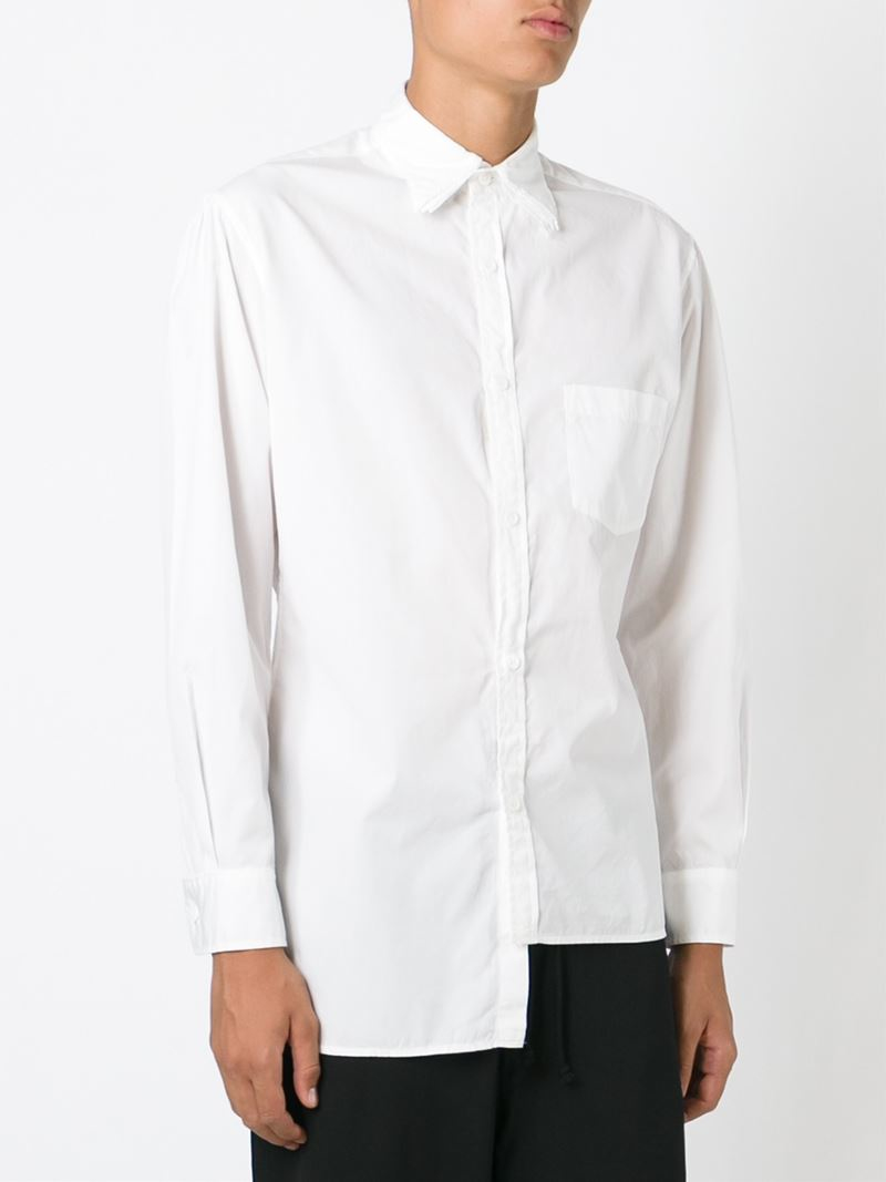 Lyst - Yohji Yamamoto Layered Collar Asymmetric Shirt in White for Men