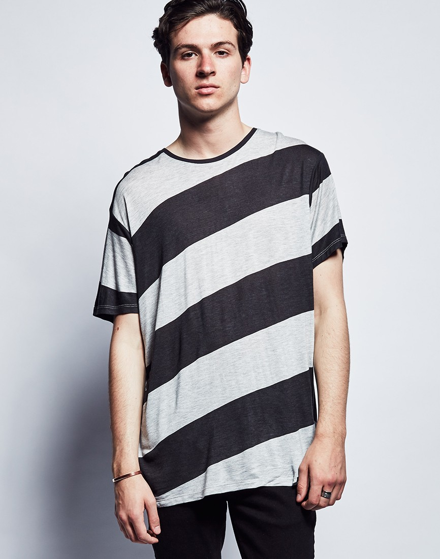 Lyst - Cheap Monday Justin Diagonal Stripe T-shirt in Gray for Men