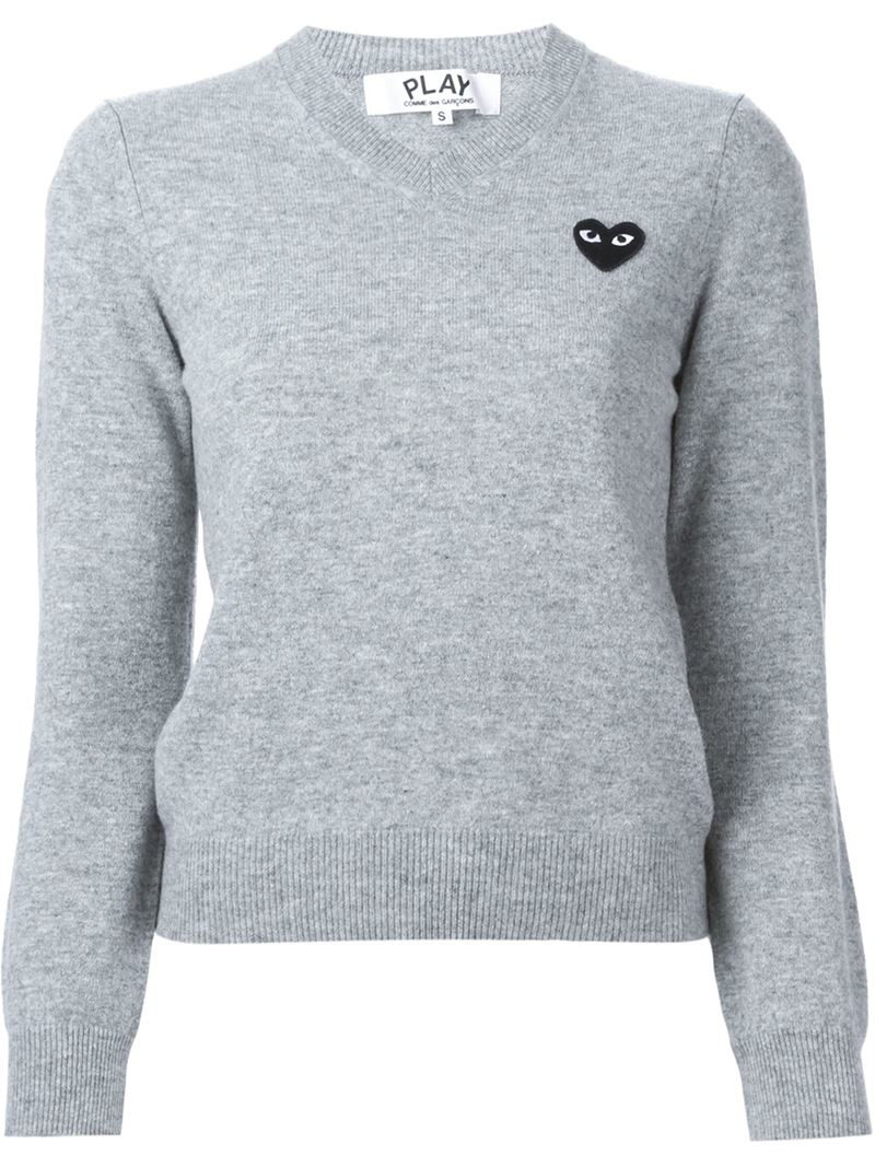 Lyst - Play Comme Des Garçons Embroidered Heart Sweater in Gray