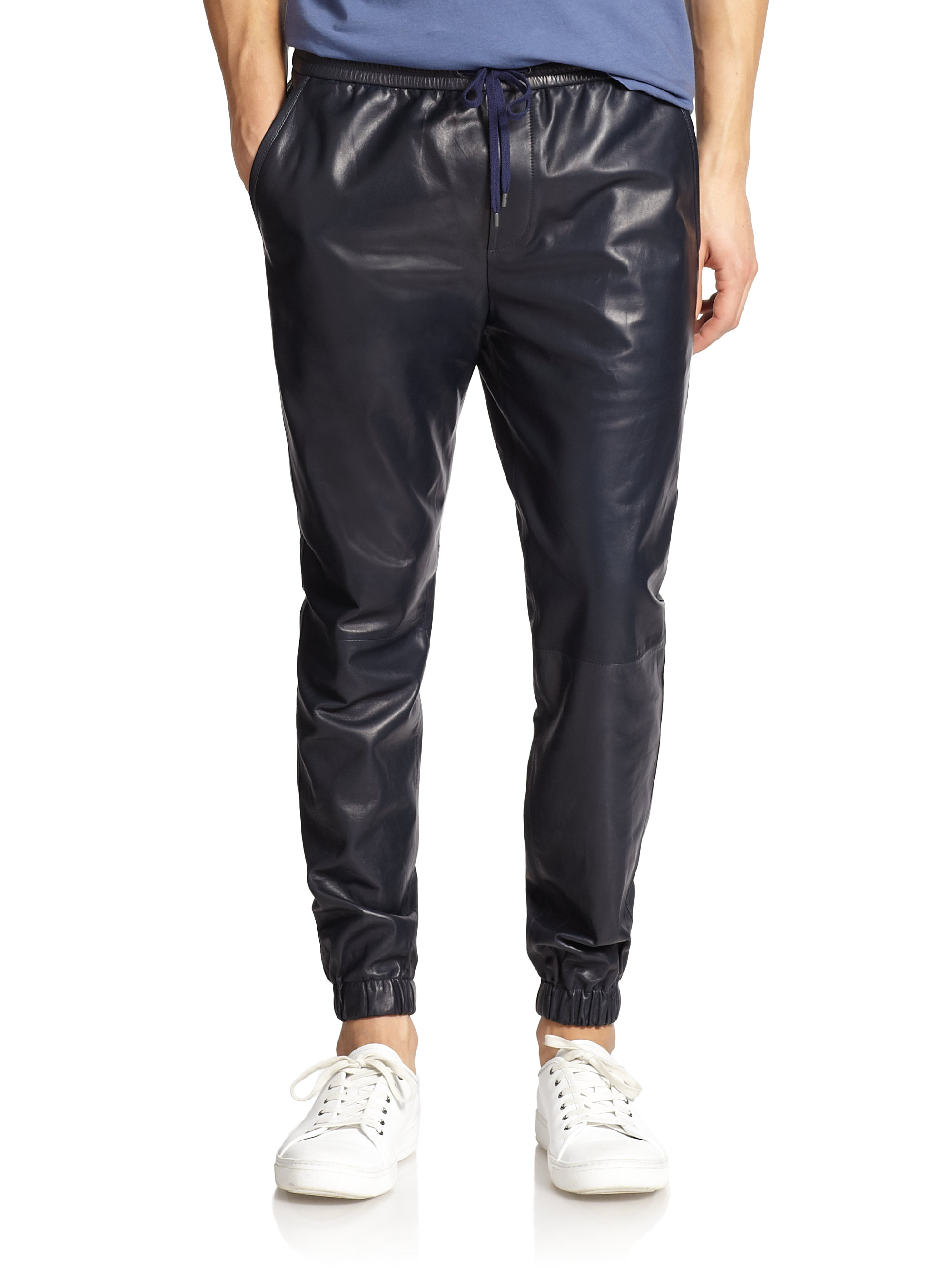 skinny leather joggers