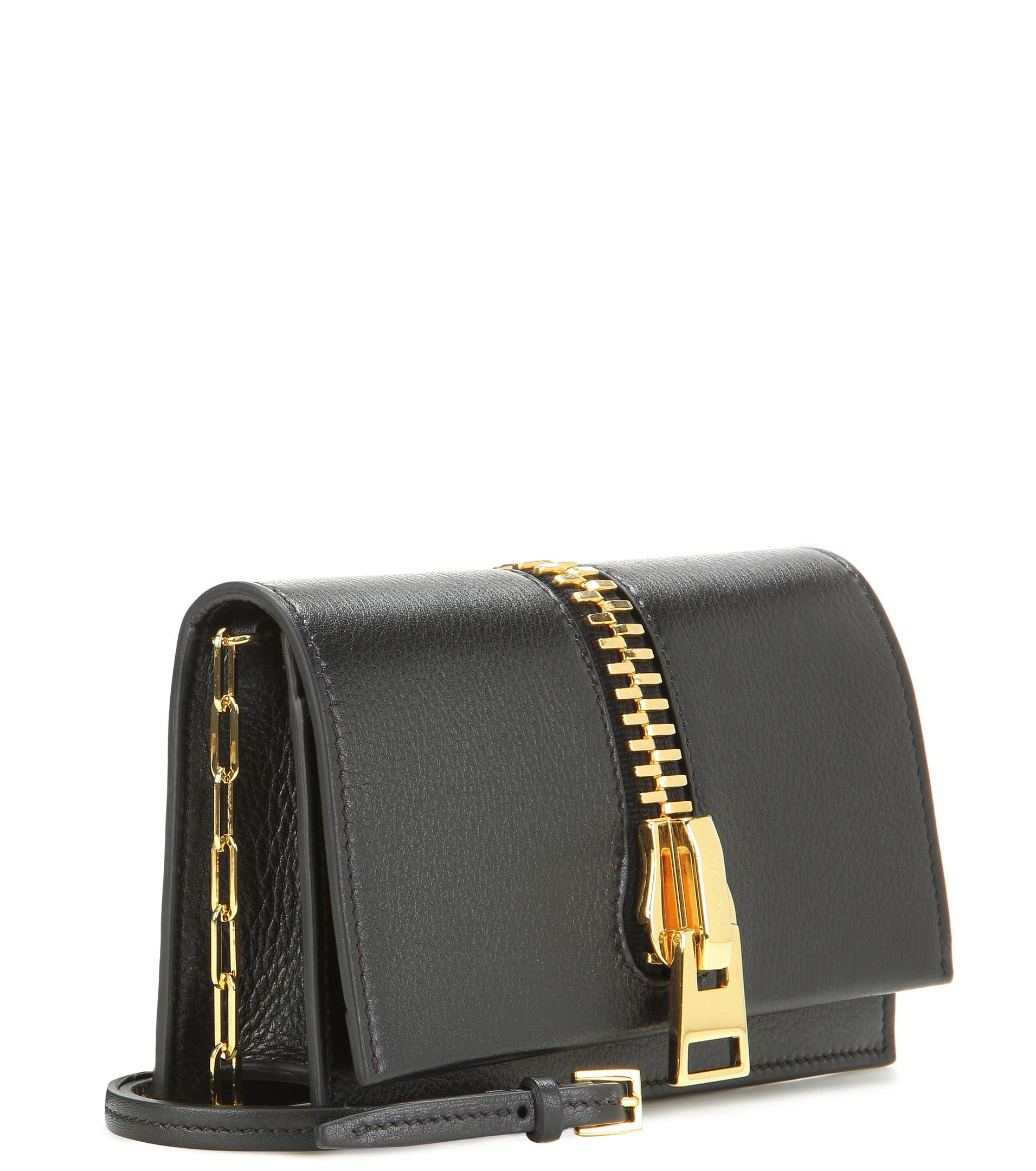 Lyst Tom Ford Small Zip Front Leather Shoulder Bag In Black Gallery