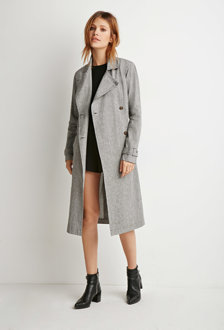Chanel Black White Tan Houndstooth Tweed Trench Coat Sz 36 At Image 9 Of Houndstooth Trench Coat From Zara