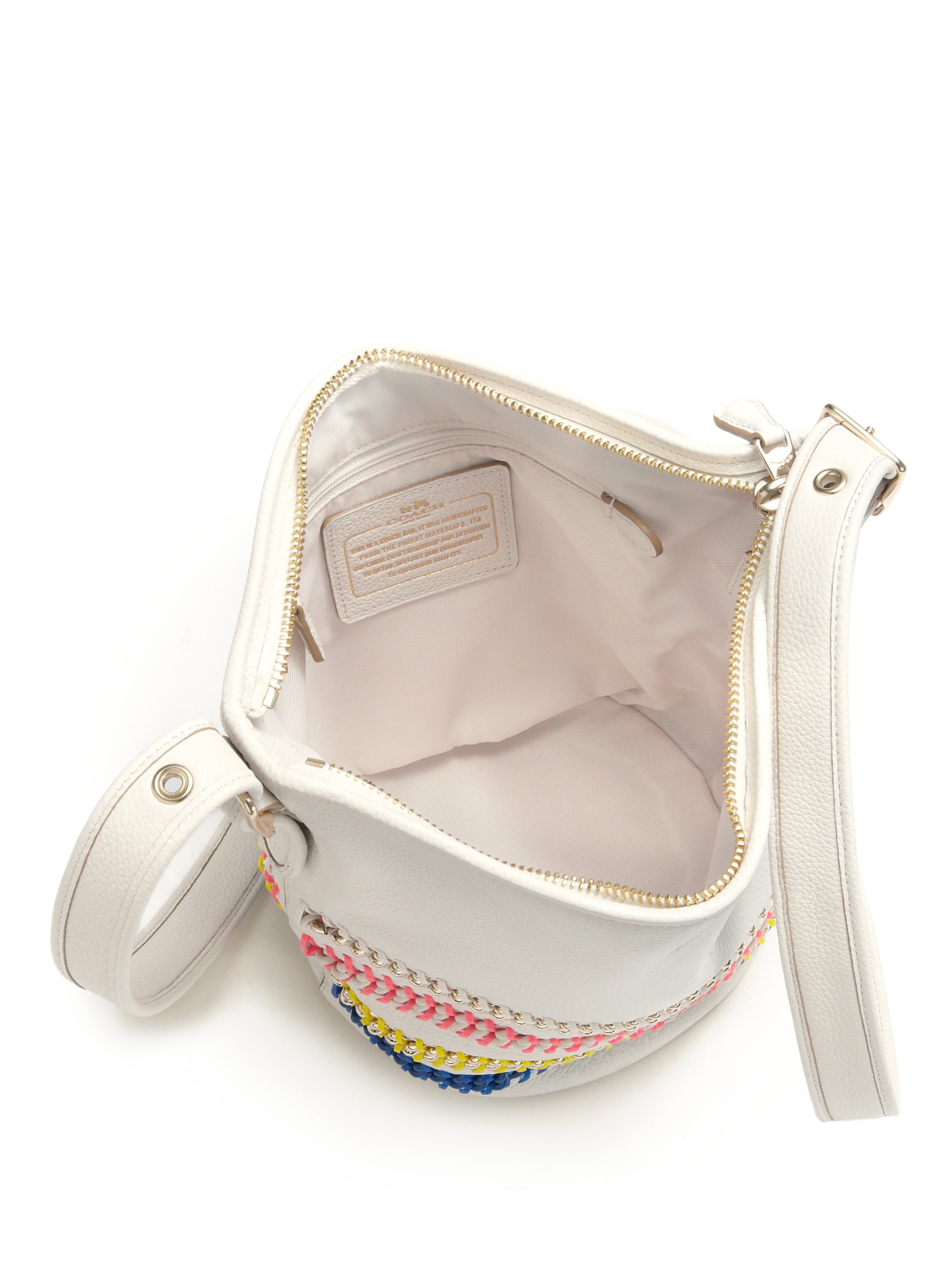 Lyst - Coach Mini Multicolor Whipstitched & Chain-Accented Crossbody Bag in White
