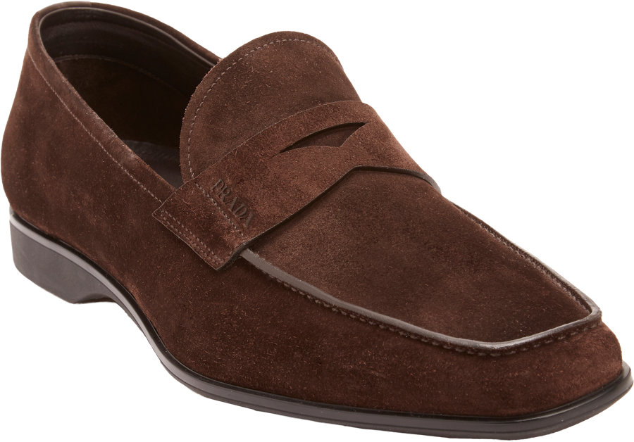 Lyst - Prada Suede Penny Loafers in Brown for Men