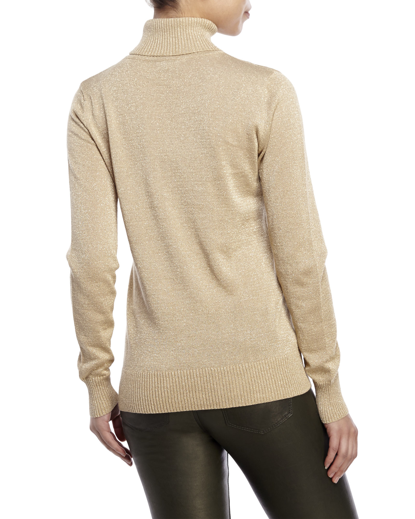 Joseph A Turtleneck Metallic Lurex Sweater in Metallic - Lyst
